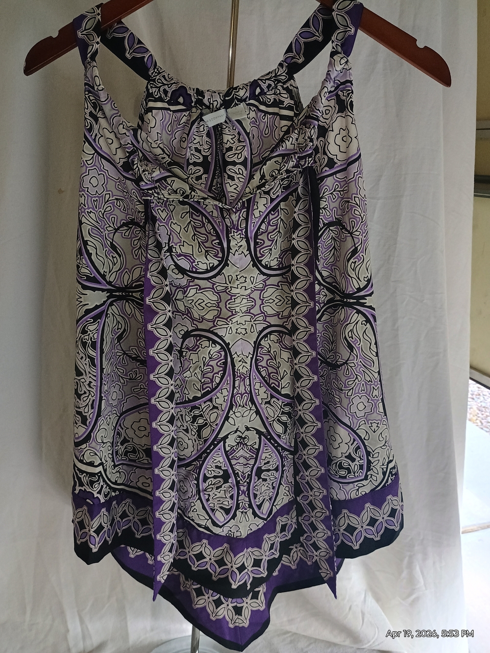 New York & Company Lavender and Black Printed Tank